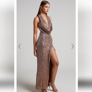 Showpo Cowlneck cocktail maxi dress sequins